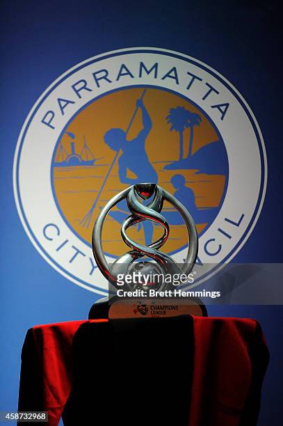 The AFC Champions League Trophy is pictured during the celebration for Western Sydney Wanderers AFC champions league success at Parramatta Centenary...