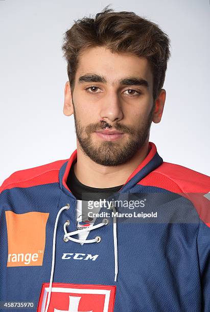 Roman Rac of Slovakia poses for a portrait during the Slovakia men's national ice hockey team presentation on November 6, 2014 in Munich, Germany.