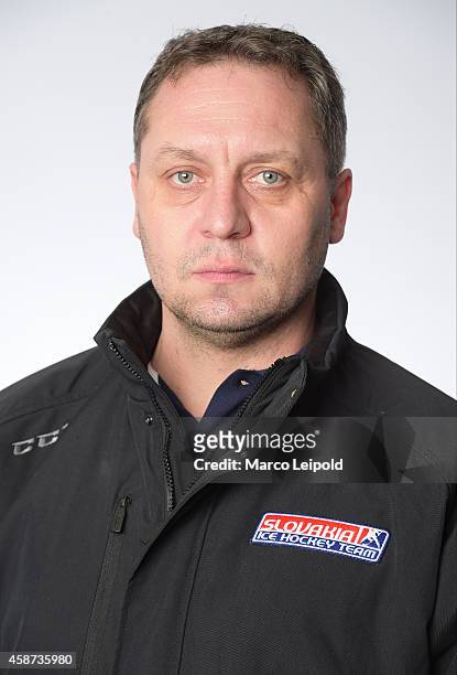 Co-Trainer Peter Oremus von Slowakei poses during the team presentation on November 6, 2014 in Munich,Germany.