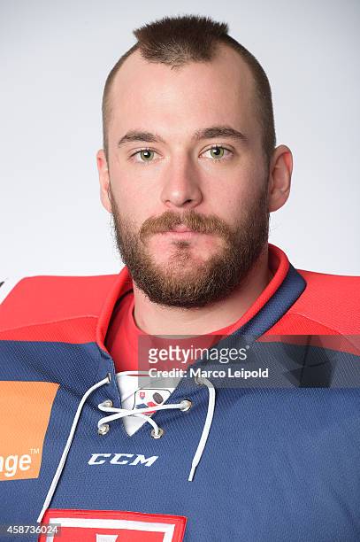 Marek Ciliak of Slovakia poses for a portrait during the Slovakia men's national ice hockey team presentation on November 6, 2014 in Munich, Germany.