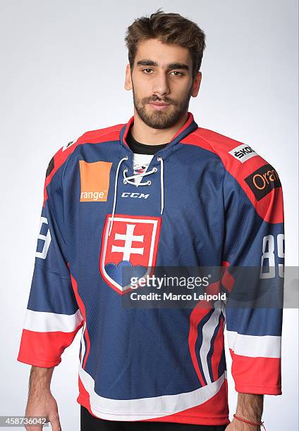 Roman Rac of Slovakia poses for a portrait during the Slovakia men's national ice hockey team presentation on November 6, 2014 in Munich, Germany.