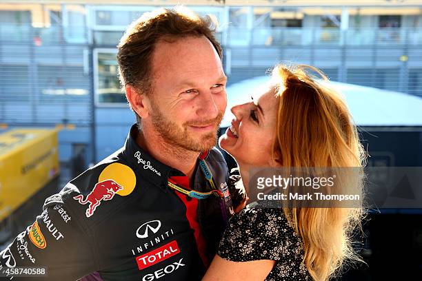 Infiniti Red Bull Racing Team Principal Christian Horner and Geri Halliwell pose after the F1 Grand Prix of Italy at Autodromo di Monza on September...