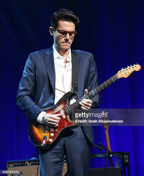 Musician John Mayer performs onstage at the 2014 Thelonious Monk International Jazz Trumpet Competition at Dolby Theatre on November 9, 2014 in...