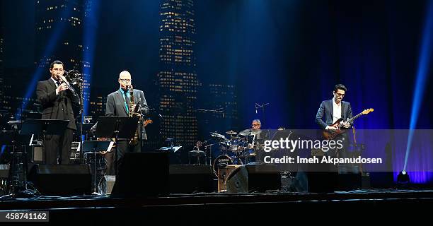 Musician John Mayer performs onstage at the 2014 Thelonious Monk International Jazz Trumpet Competition at Dolby Theatre on November 9, 2014 in...