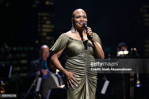 Singer/songwriter Dee Dee Bridgewater performs onstage at the 2014 Thelonious Monk International Jazz Trumpet Competition at Dolby Theatre on...