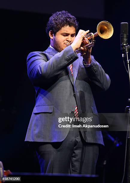 Adam O'Farrill performs onstage at the 2014 Thelonious Monk International Jazz Trumpet Competition at Dolby Theatre on November 9, 2014 in Hollywood,...