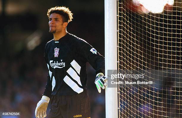 Liverpool goalkeeper David James in action during a Premier League game between Arsenal and Liverpool at Highbury on March 26, 1994 in London,...