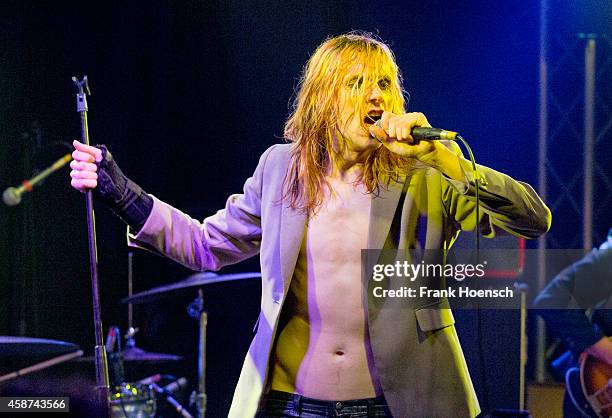 Singer Sam France of the American band Foxygen performs live during a concert at the Frannz on November 5, 2014 in Berlin, Germany.