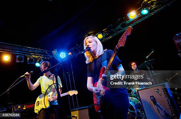 Singer Molly Rankin of the Canadian band Alvvays performs live in support of Foxygen during a concert at the Frannz on November 5, 2014 in Berlin,...