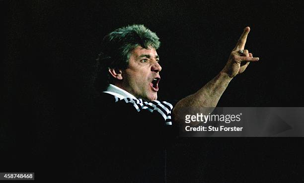Newcastle United mananger Kevin Keegan reacts during the 2-1 Premier League defeat to Blackburn Rovers at Ewood Park on April 8, 1996 in Blackburn,...