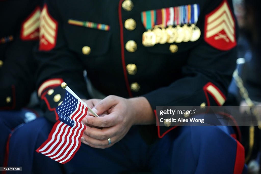 Veteran's Day Naturalization Ceremony Held At National Museum Of The Marine Corps