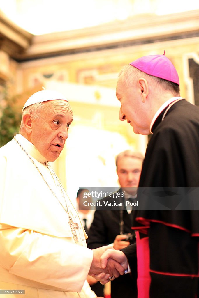 Pope Francis Exchanges Christmas Greetings With The Roman Curia