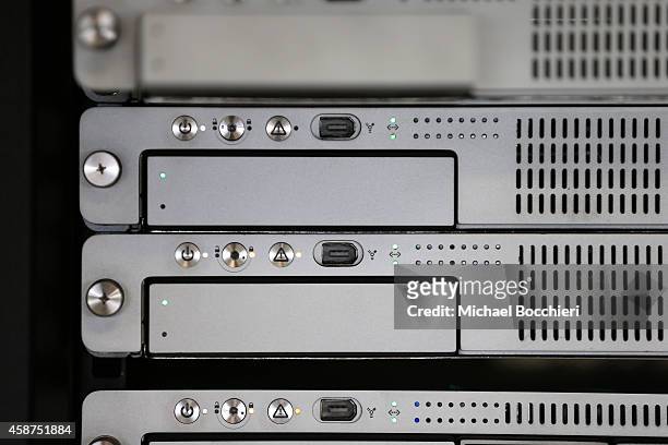 Rack-mount server runs in a server room on November 10, 2014 in New York City. U.S. President Barack Obama called on the Federal Communications...