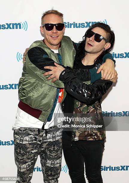 Diplo and Skrillex visit SiriusXM Studios on November 10, 2014 in New York City.