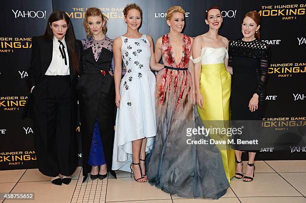Lorde, Natalie Dormer, Jennifer Lawrence, Elizabeth Banks, Jena Malone and Julianne Moore attend the World Premiere of "The Hunger Games: Mockingjay...