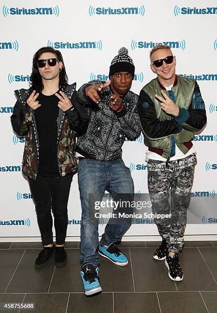 Skrillex, DJ Whoo Kid and Diplo visit SiriusXM Studios on November 10, 2014 in New York City.