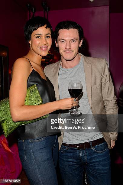 Zawe Ashton and Luke Evans attend the August: Osage County drinks & screening at Soho Hotel on December 21, 2013 in London, England.