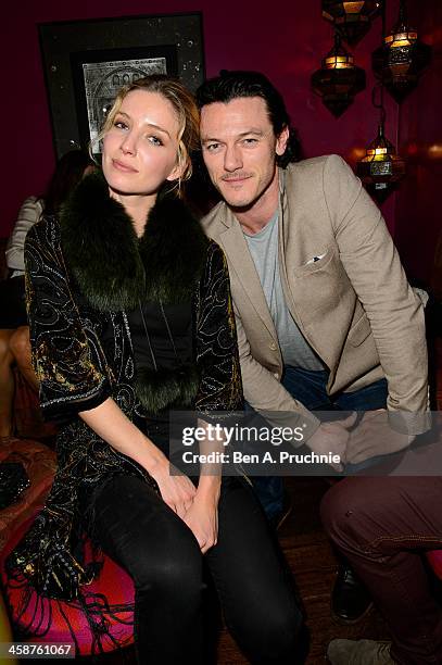 Annabelle Wallis and Luke Evans attend the August: Osage County drinks & screening at Soho Hotel on December 21, 2013 in London, England.