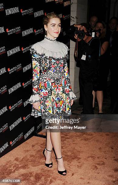 Actress Kiernan Shipka attends the 8th Annual Hamilton Behind The Camera Awards at The Wilshire Ebell Theatre on November 9, 2014 in Los Angeles,...