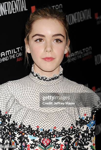 Actress Kiernan Shipka attends the 8th Annual Hamilton Behind The Camera Awards at The Wilshire Ebell Theatre on November 9, 2014 in Los Angeles,...