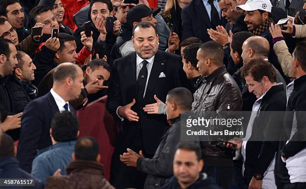 King of Morroco Mohammed VI is seen during the FIFA Club World Cup Final between FC Bayern Muenchen and Raja Casablanca at Marrakech Stadium on...