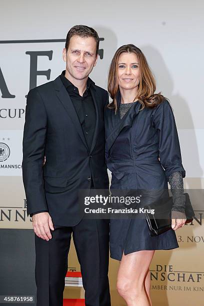 Oliver Bierhoff and his wife Klara Szalantzy attend the 'Die Mannschaft' Premiere at Sony Centre on November 10, 2014 in Berlin, Germany.