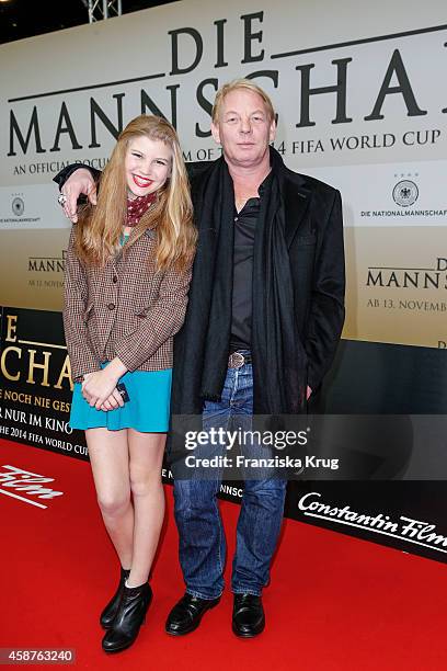 Ben Becker and Lilith Becker attend the 'Die Mannschaft' Premiere at Sony Centre on November 10, 2014 in Berlin, Germany.