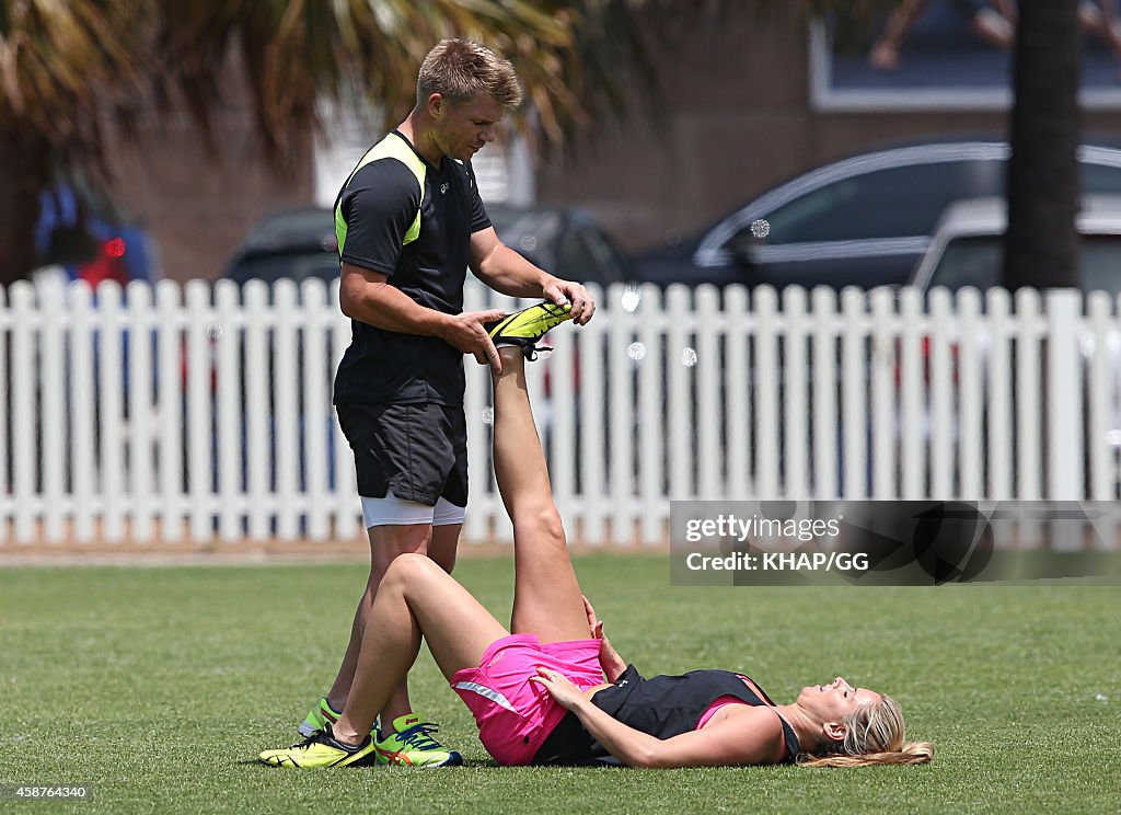 David Warner & Candice Falzon Sighting - November 9, 2014