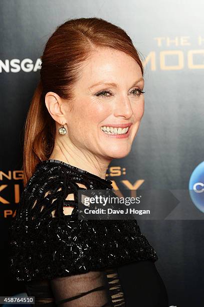 Julianne Moore attends the after party for the World Premiere of "The Hunger Games: Mockingjay Part 1" at Victoria House on November 10, 2014 in...