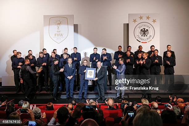 The Germany national football team, Germany's national football team coach Joachim Loew and Wolfgang Niersbach, President of German Football...