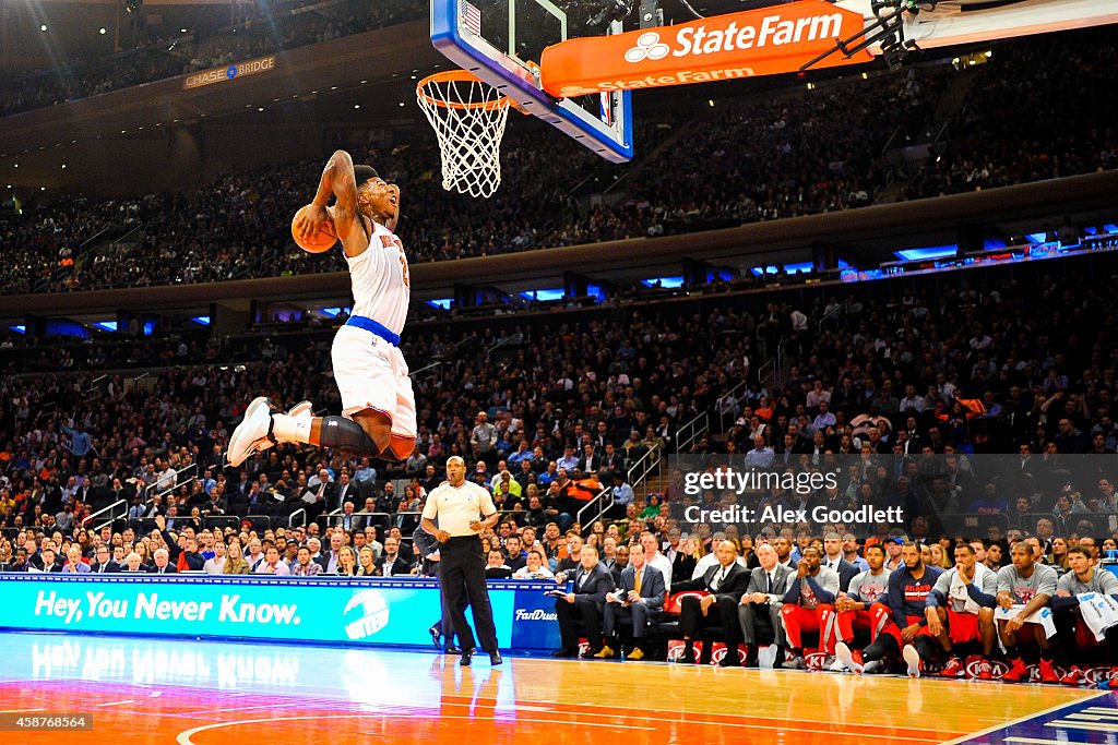 Balling Dunk Iman Shumpert of the New York Knicks dunks the ball during a game ...