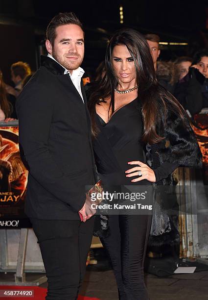Kieran Hayler and Katie Price attend the World Premiere of "The Hunger Games: Mockingjay Part 1" at Odeon Leicester Square on November 10, 2014 in...