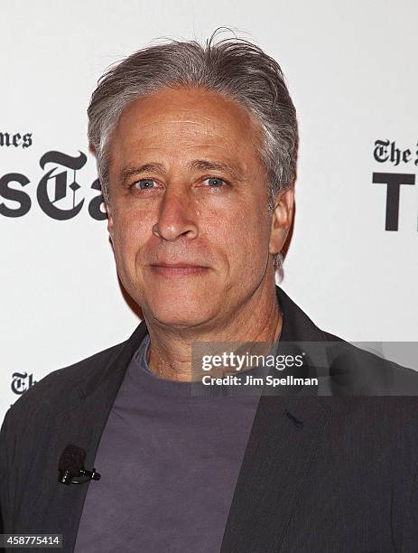 Director/tv personality Jon Stewart attends the TimesTalks with Jon Stewart and Maziar Bahari at TheTimesCenter on November 10, 2014 in New York City.