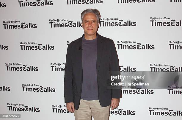 Director/tv personality Jon Stewart attends the TimesTalks with Jon Stewart and Maziar Bahari at TheTimesCenter on November 10, 2014 in New York City.