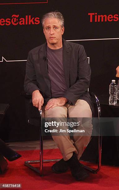 Director/tv personality Jon Stewart attends the TimesTalks with Jon Stewart and Maziar Bahari at TheTimesCenter on November 10, 2014 in New York City.