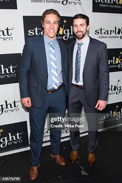 Professional hockey players Anders Lee and Nick Leddy attend the Starlight Children's Foundation 25th Annual Sports Auction at Hard Rock Cafe - Times...