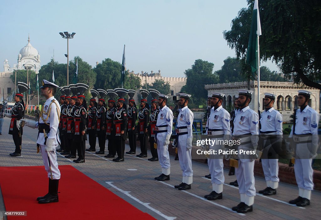 Soldiers of Pakistan Navy and Rangers present guard of honor...