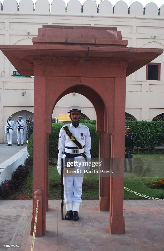 Soldiers of Pakistan Navy and Rangers present guard of honor...