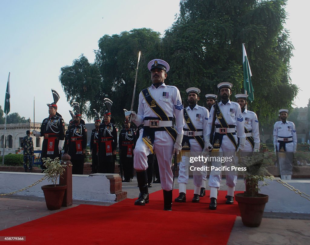 Soldiers of Pakistan Navy and Rangers present guard of honor...