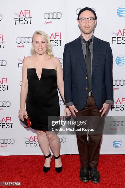 Producer Ashley Young and director Joel Potrykus attend the screening of "The Gambler" during the AFI FEST 2014 presented by Audi at Dolby Theatre on...