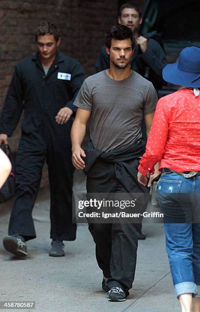 Taylor Lautner is seen filming "Tracers" on July 18, 2013 in New York City.