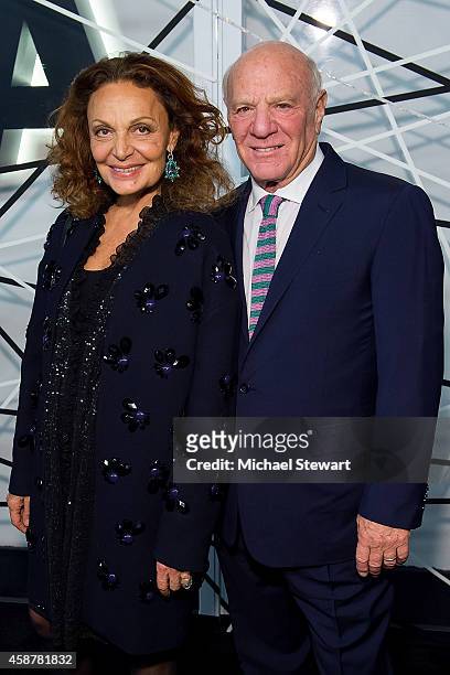 Designer Diane von Furstenberg and Barry Diller attend the Museum of Modern Art Film Benefit's Tribute To Alfonso Cuaron at Museum of Modern Art on...