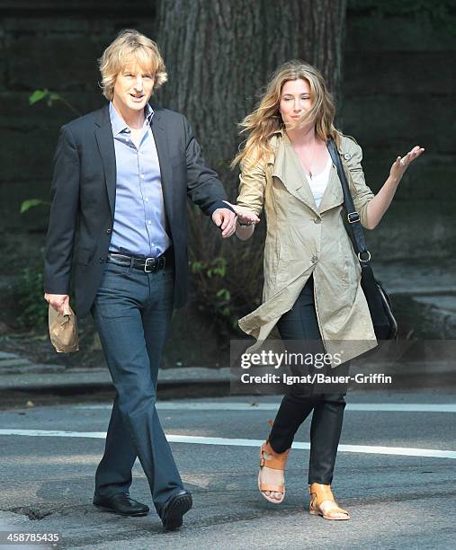 Owen Wilson and Kathryn Hahn are seen filming "Squirrels to the Nuts" on July 16, 2013 in New York City.