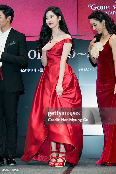 Seohyun of South Korean girl group Girls' Generation attends the press conference for musical "Gone With The Wind" on November 10, 2014 in Seoul,...