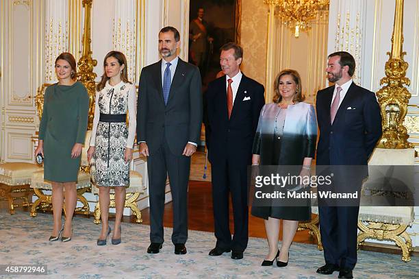 Princess Stephanie de Lannoy, Queen Letizia of Spain, King Felipe VI of Spain, Grand Duke Henri of Luxembourg, Grand Duchess Maria Teresa of...