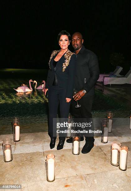 Kris Jenner and Corey Gamble attend the French Montana & Mohamed Hadid Birthday Party Powered By CIROC Pineapple and Produced By...