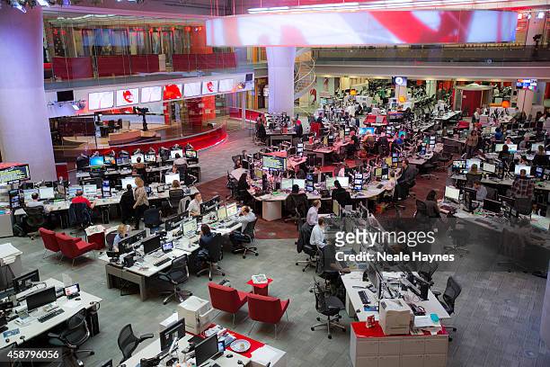 An inside look at the worldwide headquarters of the BBC news at Broadcasting House. Photographed for Event magazine on June 17, 2014 in London,...