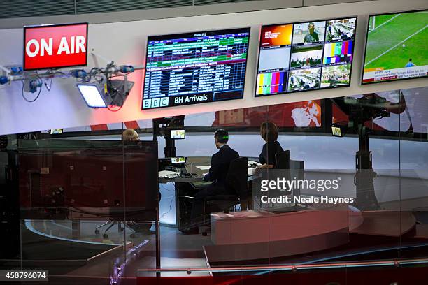 An inside look at the worldwide headquarters of the BBC news at Broadcasting House. Photographed for Event magazine on June 17, 2014 in London,...