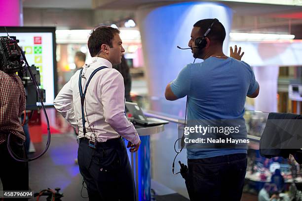 An inside look at the worldwide headquarters of the BBC news at Broadcasting House. News presenter Ros Atkins. Photographed for Event magazine on...