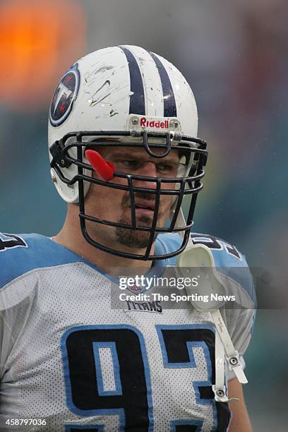 Kyle Vanden Bosch of the Tennessee Titans looks on during a game against the Jacksonville Jaguars on November 5, 2006 at the Alltel Stadium in...